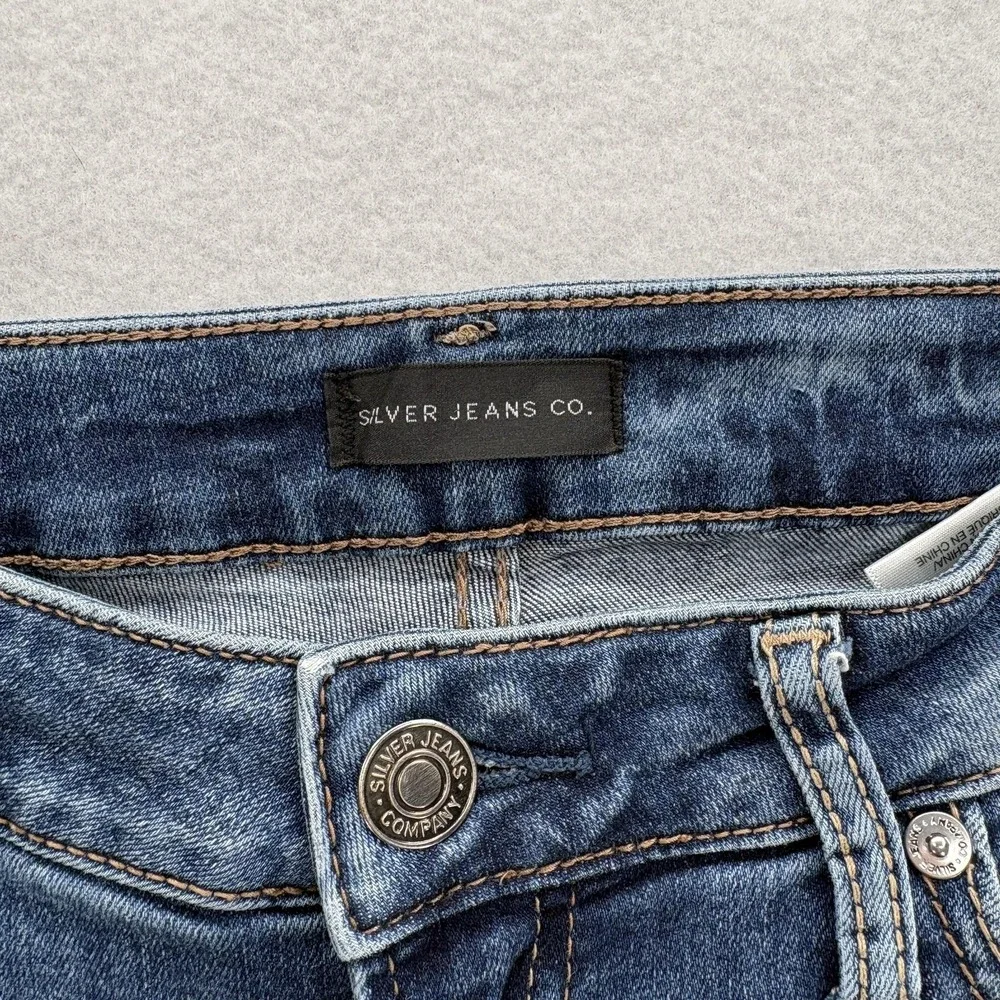 Silver Jeans Suki Slim Womens 30x27 Blue Mid Rise Distressed Stretch Denim Y2K - Picture 4 of 13
